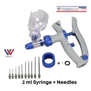 Automatic continuous syringe + 10 pcs stainless needles for livestock veterinary medicine automatic syringe injector