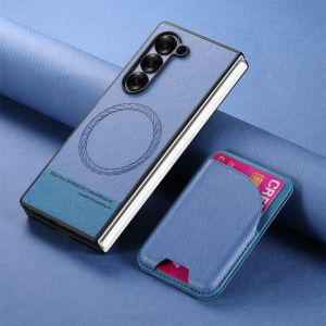Samsung Z Fold7/6 Magnetic Absorption Card Holder 2-In-1 Protective Leather Case Foldable Screen Mobile Phone Cover