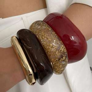 IngeSight.Z Elegant Fashion Big Acrylic Resin Metal Wide Bracelet Women 2025 New Punk Boho Ladies Arm Bangle Party Jewelry Gift