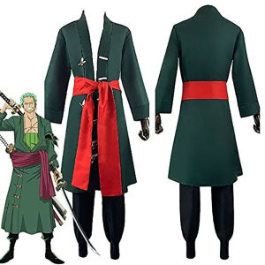Carlanisa Roronoa Zoro 2nd Cosplay Costume Outfits One Piece Kimono Robe Halloween Cloak Cape Suits For Men