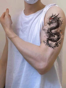 Dragon Toton Permanent Waterproof Sweatproof Arm Tattoo Men Women Social Realistic Scar Covering Body Art Fake Tattoo
