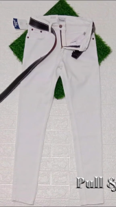 Celana Soft Jeans Panjang Pria Slimfit Skinny Pensil Bahan Streetch Melar Pull & Bear Warna Snow Bayar Ditempat