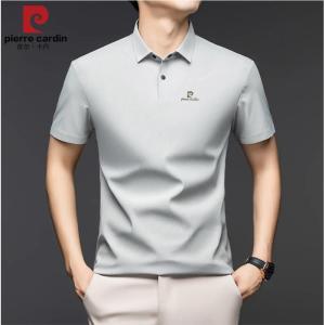 เสื้อโปโลผ้าไหมน้ำแข็งแห้งเร็วป้องกันแสงแดดระบายอากาศได้ดีสำหรับผู้ชาย Pierre Cardin แขนสั้นฤดูร้อน คอโปโล แฟชั่น