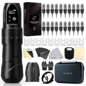 XNET F2 Wireless Tattoo Machine Rotaty Pen Kit Adjustable Stroke Custom Motor 1800mAh LCD Screen Battery Makeup Pen For Tattoo