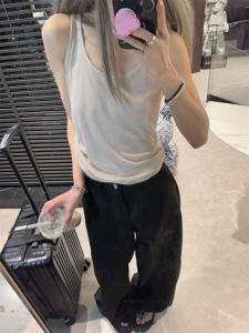 Versatile U-Neck Sleeveless Vest Womens Solid Color Strap Top Thin Inner Wear Soft Loose Outerwear Summer 2025 Fashion