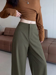 YAYANGREN | Army Green Old Money Style Elegant Flowy Trousers for Petite Women Flared