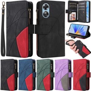 Zipper Casing For Oppo A17 A96 4G A76 A36 A53S Realme 9i A53 2020 Realme C11 2021 Find X5 Pro Luxury Matte Wallet Pu Leather Card Slots Flip Stand Phone Soft Cover