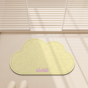 VIKAMA Light Cyan Cloud Outline Plush Mat Anti Slip Water Absorbent Thick Fluffy Floor Rug For Shower Door Vanity Balcony Decor