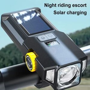 Solar Power Bicycle Front Light LED Bike Headlight solar Energy Road Mountain Light Cycling Lamp Night Riding Lantern