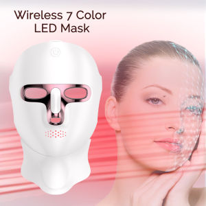 เครื่องหน้ากาก Led บำรุงรักษาใบหน้าแสงสีแดงพร้อมการฟื้นฟูผิวลำคอเครื่องมือกระชับผิวขาว7สี