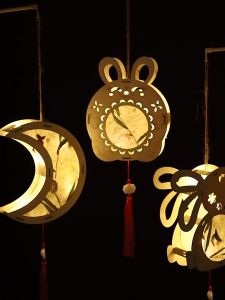 Vimite Chinese New Year Decoration items 2025 New Year Christmas Festival New Lanterns Light Up Hand-made Materials For Childrens Activity Props DIY Wooden Lanterns