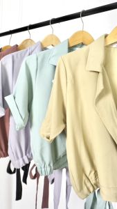 Severli Cleo Crop Blouse Lengan Pendek | Blouse Korea | Blouse Wanita | Atasan Crop | Atasan Wanita Crop