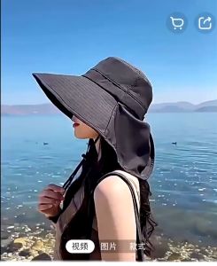 Topi Visor Lipat Wanita Anti UV Lebar / Topi Pantai Cadar S34