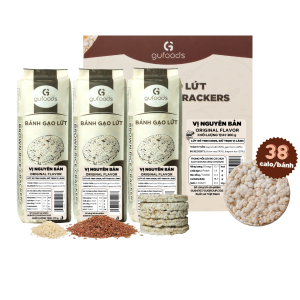 Bánh gạo lứt GUfoods vị Nguyên bản - Không chiên dầu Không đường Lành mạnh Phù hợp Eat clean Ăn vặt healthy Thực dưỡng Tập gym Thuần chay