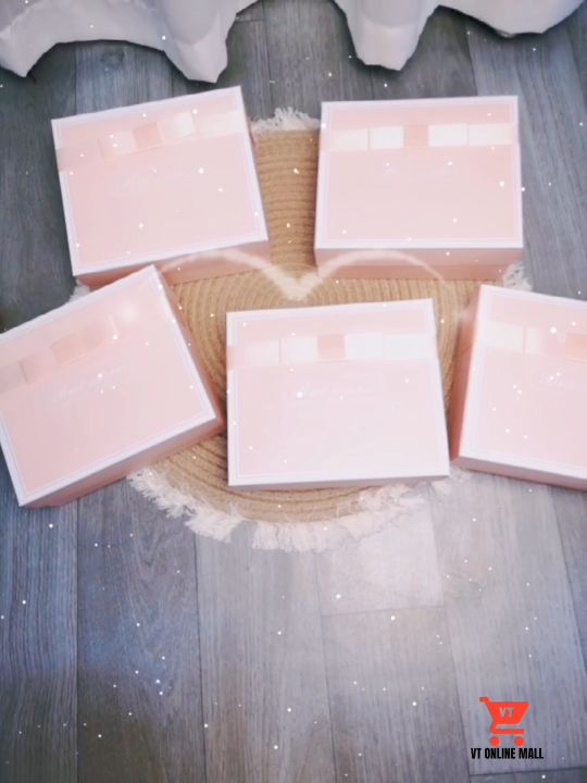 VTOM Birthday Box Pink Color Wedding Gift Towel Glass Bottle Headband Set With Gift Bag | Suprise Hadiah Kahwin / Hari Jadi