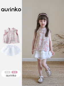 Girl Fashionable Stylish Vest Suit Summer Baby Girl Clothes Little Girl Summer Skirt Summer National Style Childrens Clothing