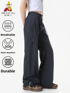 Mexican | Adjustable Leg Hem Flared Pants High Waist Casual