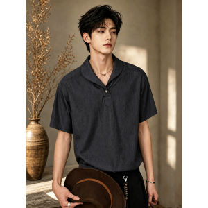 ZHUOCAN | Áo Polo Nam Kiểu Jeans Màu Xanh Lạnh