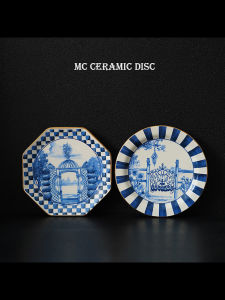 Đĩa Trang Trí Hoa Cỏ Phong Cách Nhật Bản 7 Inch Bằng Sứ Tráng Men Dưới Màu Sắc Cho Nhà Bếp Và Bàn Ăn