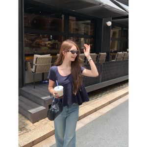 Short Chic Drape Design Womens T-shirt