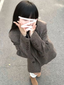 Áo Khoác Len Dày Cho Nữ Bộ Trang Phục Mùa Thu Đông Áo Khoác Ngoài Thời Trang Cổ Bẻ Dài Tay Màu Trơn Áo Khoác Ngoài