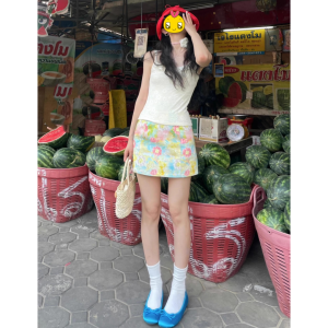 Váy Ngắn Chữ a Cạp Cao Họa Tiết Hoa Nhiều Màu Cho Nữ Mùa Thu Váy Ngắn Ôm Sát Váy Ngắn Chữ A Váy Ngắn Chữ a