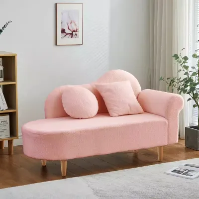 Mini Living Room Sofa Bedside Lamb Velvet Hotel Apartment Rest Area Simple European Style Wood Structure Sofa Couch