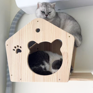 Wall Wooden Cat House Wall Mounted Kitten Villa Climbing Frame Floating Shelf for Sleeping and Resting Wall Furniture