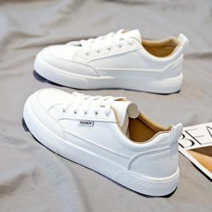 Simple Versatile Flat Bottom White Shoes Womens 2025 New Spring Casual Sports Leisure Board Shoes Spring Cross Tie Womens Flats