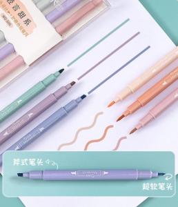 Nicedays🍒6pcs Spidol Highlighter Dua Sisi Ujung Lembut