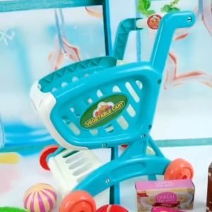 Kids Supermarket Shopping Cart Kids Trolley Play Set Baby Cute Mini Walker Educational Toys Fruit Storage