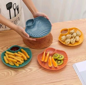 piring kerang 2 in 1 tempat saus sambal / 6pcs piring plastik kerang model kerang