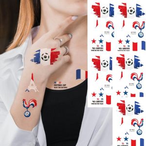 5 Sheets France Flag Temporary Tattoos Football Cup French Face Tattoo Sticker For Sports Fans Party Waterproof Body Art Sticker