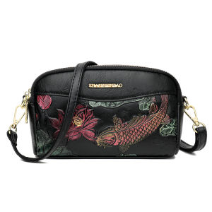 Retro Chinese Style Western Style Womens Shoulder Bag Genuine Leather Small Bag 2024 New Coin Purse Womens Messenger Phone Bag