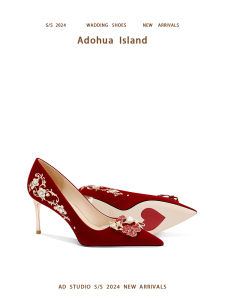 Elegant Red Wedding Shoes Comfortable High Heels Show Heel Dragon And Phoenix Dress for Wedding Banquet No Foot Pain Shoes