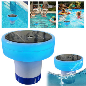 Solar Pool Ionizer Light Up Chlorine Holder Adjustable Chemical Delivery Chlorine Tablets Floater Pool Cleaning Equipment