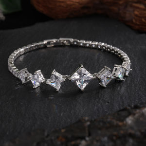ZAKOL Nữ Thanh Lịch Hình Học Giọt Nước Zirconia Vòng Tay Pha Lê Sang Trọng Cưới Cô Dâu Trang Sức Đồng Dây Xích & Liên Kết