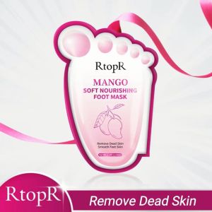 RtopR 1Bag Mango Foot Mask Peel Dead Whitening Moisturizing Exfoliating Renewal Pedicure Remove Dead Skin Heel Socks Peeling Foot Care