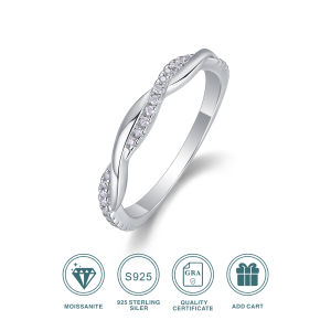 JIUZUAN 1.5mm Moissanite Rings For Women S925 Silver Diamond Wedding Eternity Band Finger Rings Fine Jewelry Christmas Gift