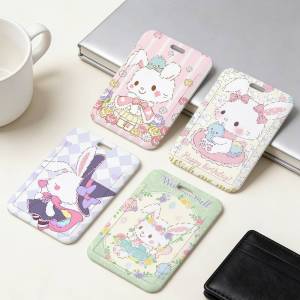 Sanrio | cute cartoon art w-wish me mell sro ID Credit Card Badge Holder Business Pass Hang Rope Keychain Credential holder