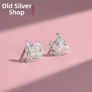 WU YUE JEWELRY | Vintage Hollow Out Fox Silver Earrings