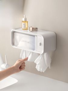 กล่องเก็บผ้าเช็ดหน้าแบบติดผนัง Lazy Corner สำหรับห้องน้ำ กระดาษชำระสำหรับทำความสะอาดใบหน้า ผ้าเช็ดหน้าแบบใช้แล้วทิ้ง