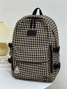 Retro Plaid Large Capacity Backpack Womens Travel Shoulder Bag Student Bookbag School Bag Casual Scenarios Double Layered