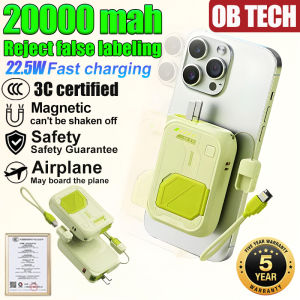 OB TECH Magnetic 3c Powerbank 22.5W Fast charging 20000mah original Wireless Power bank With AC plug 充电宝 Can be taken on airplanes and high-speed trains