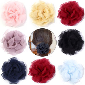 2pcs 10cm Korean Style Large Chiffon Flower Organza Fabric Artificial Flower Appliques For DIY Women Clothes Hair Accessories 