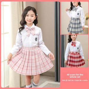 Girls Jk Uniform Set Spring/Autumn Short Skirt Pleated Skirt Long Sleeve Shirt