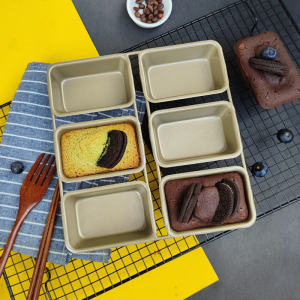 แม่พิมพ์เค้กปอนด์ทรงสี่เหลี่ยมไม่ติดแม่พิมพ์ Panini มินิขนมปังโทส6แม่พิมพ์เค้กบราวนี่เตาอบใช้ในครัวเรือน