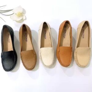 GIÀY mọi nữ da thật cao cấp BINNA-21 giày da êm mềm đế bắng chống trơn trượt bảo hành keo đế 2 năm