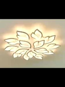 Lampu kipas Angin Lampu Plafon Ruang Tamu Minimalis Lampu Hias Plafon Remote Control Bentuk daun kreatif LED 90W 12 Kepala 3 Warna Ruang tamu/kamar tidur/belajar kamar bsu