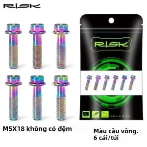 6 CÁI RỦI RO Titanium Bu Lông Thân Xe Đạp M5x16mm M5x18mm Nhiều Màu Sắc Vít Thân Xe Đạp Hợp Kim Phụ Kiện Xe Đạp MTB